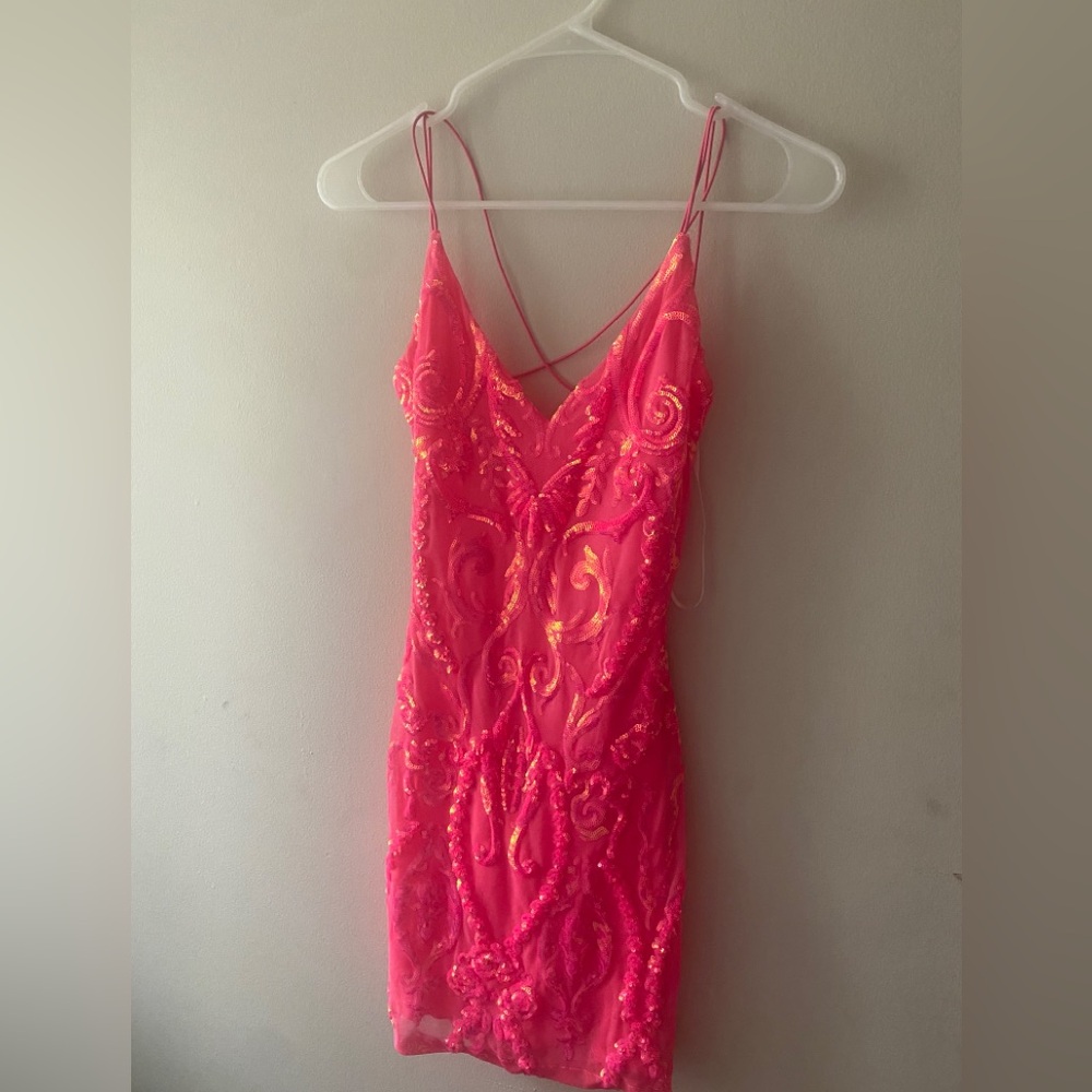 pink sequin mini dress